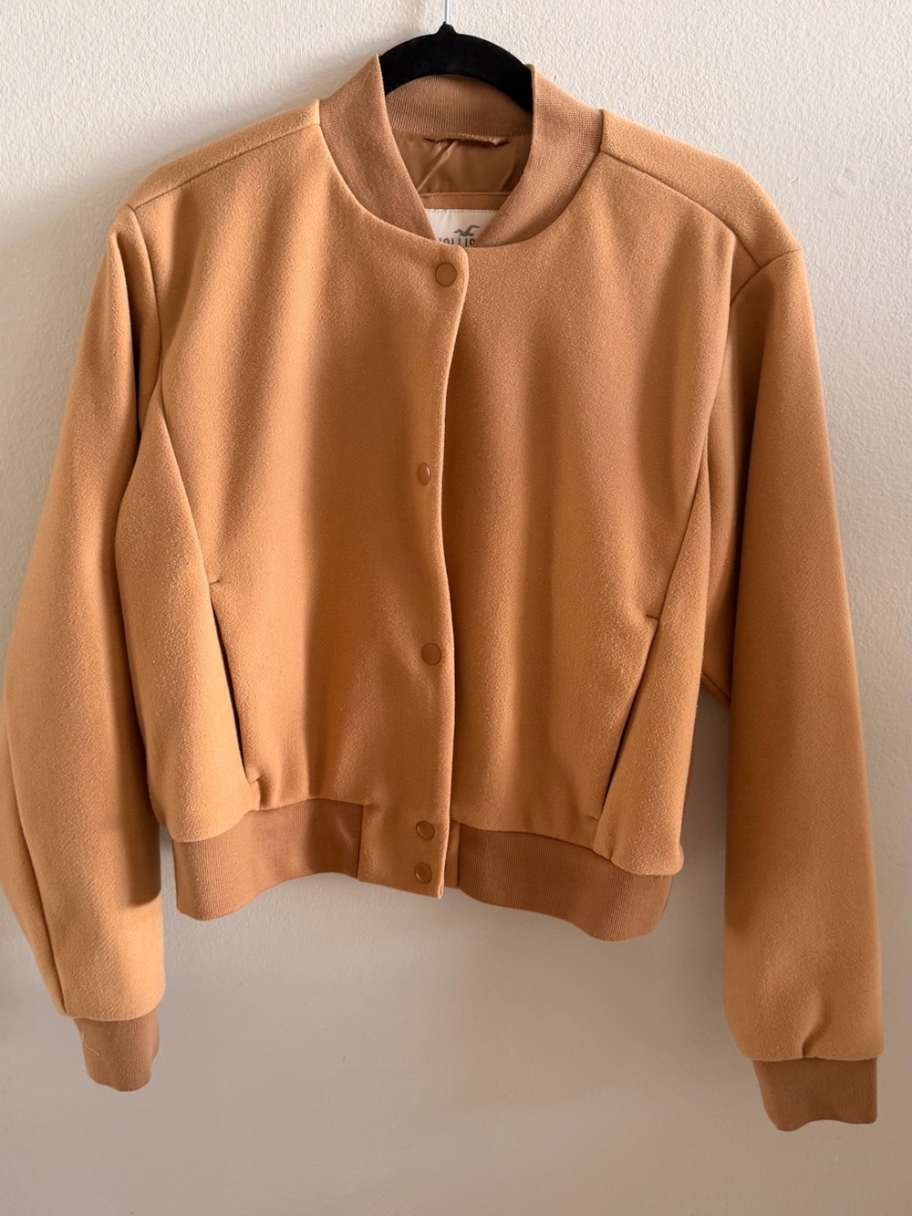Hollister Cropped Bomber Jacket - Camel/Tan